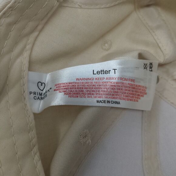 Primark Cares Men's Strapback Hat Tan Adjustable Embroidered Letter T Logo - Picture 7 of 8